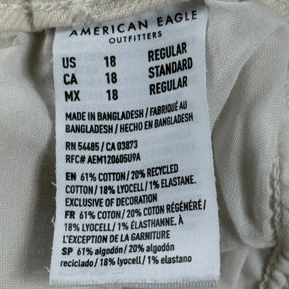 American Eagle Trouser Women's 18 Cream High Rise Wide Leg‎ Drape Pants 37x28